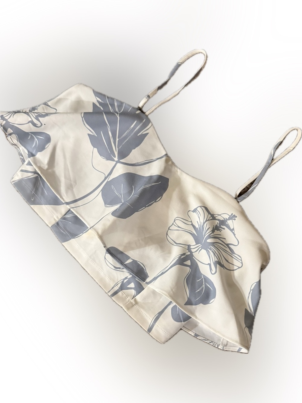 L'ATISTE White and Blue floral crop top.
